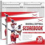Chiisong 2 Pcs Side by Side Baseball Scorebook 11.5x16 30 Game Softball Scorebook Score Keeping Book Baseball Stats Book Individual Player Stats Batting Average Chart for Score Keeper Coach(Stylish)