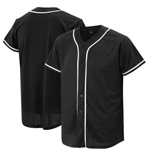 Baseball Jersey for Men and Women, Baseball Shirts for Custom Button up Shirt,Hipster Hip Hop Sports Uniforms(Black,L)