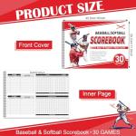 Chiisong 2 Pcs Side by Side Baseball Scorebook 11.5x16 30 Game Softball Scorebook Score Keeping Book Baseball Stats Book Individual Player Stats Batting Average Chart for Score Keeper Coach(Stylish)