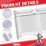 Chiisong 2 Pcs Side by Side Baseball Scorebook 11.5x16 30 Game Softball Scorebook Score Keeping Book Baseball Stats Book Individual Player Stats Batting Average Chart for Score Keeper Coach(Stylish)