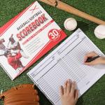 Chiisong 2 Pcs Side by Side Baseball Scorebook 11.5x16 30 Game Softball Scorebook Score Keeping Book Baseball Stats Book Individual Player Stats Batting Average Chart for Score Keeper Coach(Stylish)
