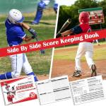 Chiisong 2 Pcs Side by Side Baseball Scorebook 11.5x16 30 Game Softball Scorebook Score Keeping Book Baseball Stats Book Individual Player Stats Batting Average Chart for Score Keeper Coach(Stylish)