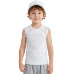 QBK Toddler Baseball Chest Protector Softball Padded Compression Shirt Heart Sternum Guard for T Ball & Football (White,5T)