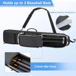 GOBUROS Baseball Bat Bag for 3-4 Baseball Bats, Bat Bag with Fence Hook and Adjustable Shoulder Strap, Suit for Baseball, Softball, T-ball Bat