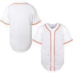 MESOSPERO Blank Jersey Plain Hipster Hip Hop for Men Button-Down Baseball Jersey Short Sleeve Shirt White Black Red Grey S-3XL (White Orange, Medium)