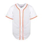 MESOSPERO Blank Jersey Plain Hipster Hip Hop for Men Button-Down Baseball Jersey Short Sleeve Shirt White Black Red Grey S-3XL (White Orange, Medium)