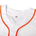 MESOSPERO Blank Jersey Plain Hipster Hip Hop for Men Button-Down Baseball Jersey Short Sleeve Shirt White Black Red Grey S-3XL (White Orange, Medium)