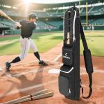 GOBUROS Baseball Bat Bag for 3-4 Baseball Bats, Bat Bag with Fence Hook and Adjustable Shoulder Strap, Suit for Baseball, Softball, T-ball Bat