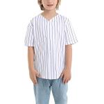 Mowbeat Boys Baseball Jersey Stripe Kids Girls Hip Hop T Shirts Short Sleeve Button Down Sport Jersey Shirt