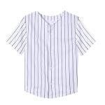 Mowbeat Boys Baseball Jersey Stripe Kids Girls Hip Hop T Shirts Short Sleeve Button Down Sport Jersey Shirt