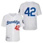 Men's Black Legend Baseball Jersey Number 42 Vintage Embroidered Retro Button Down Shirts (White,XX-Large)