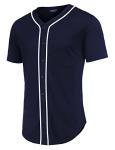 COOFANDY Mens Blank Plain Hip Hop Hipster Button Down Baseball Jersey Shirt Unisex 90S Clothing Navy Blue X-Large Short Sleeve