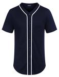 COOFANDY Mens Blank Plain Hip Hop Hipster Button Down Baseball Jersey Shirt Unisex 90S Clothing Navy Blue X-Large Short Sleeve