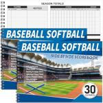 Chiisong 2 Pcs Side by Side Baseball Scorebook 11.5x16 30 Game Softball Scorebook Score Keeping Book Baseball Stats Book Individual Player Stats Batting Average Chart for Score Keeper Coach (Classic)