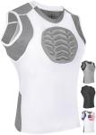 Exxact Sports Youth Baseball Chest Protector, Padded Sternum Heart Guard Shirt, Softball Chest Protector Girls Youth (White, YM)