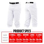 Franklin Sports Classic Fit Deluxe Youth Baseball Pants, Medium, White