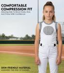 Exxact Sports Youth Baseball Chest Protector, Padded Sternum Heart Guard Shirt, Softball Chest Protector Girls Youth (White, YM)