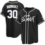 Tocament The Sandlot Baseball Jersey,Benny 'The Jet' Rodriguez #30 Button Down Short Sleeve,90s Classic Men Legend Jerseys (Black,X-Large)