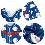 Baseball Shirt Women Baseball Jersey Baseball Graphic Button Down Jersey Shirts Game Day Short Sleeve Tops Blue
