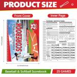 Maitys 2 Pcs Side by Side Baseball Scorebook 11 x 8.5 Inches Softball Score Keeping Book 25 Games Scorebook with Pitch Count Individual Player Stats Batting Average Chart for Coaches Sporting Goods