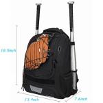 LARIPOP Youth Baseball Bat Backpack with Fence Hook, Separate Shoe Compartment, Waterproof Storage Bag for Bats, Helmet, Gloves, Cleats, Ideal for Baseball, Softball & T-Ball Players