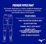 Mizuno mens Premier Piped Pant, White-black, Small US