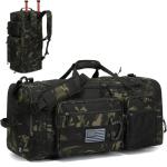 TUGUAN Large Baseball Softball Duffle Bag, 3 in 1 Baseball Equipment Duffel Backpack for Adult Youth, 65L Bat Bag with Shoes Compartment - 2 Bat Sleeves Fence Hook Hidden Dual Straps, Camo