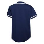 EALER BJ80 Series Mens Baseball Jersey Button Down Shirts Short Sleeve Hipster Hip Hop Sports Uniforms Navy M