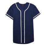 EALER BJ80 Series Mens Baseball Jersey Button Down Shirts Short Sleeve Hipster Hip Hop Sports Uniforms Navy M
