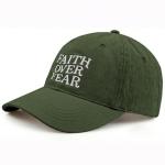 VikkBiss Faith Over Fear Hat for Men Women Embroidered Adjustable Cotton Christian Jesus Religious Faith Baseball Cap (Army Green)