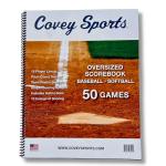 Covey Sports Premium Baseball Scorebook with Oversized 14x11 Pages - Season-Long Softball Score Keeping Book for 50 Games - 15-Player Lineup with Pitch Count Tracker and Stats Tracking