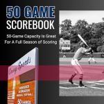 Covey Sports Premium Baseball Scorebook with Oversized 14x11 Pages - Season-Long Softball Score Keeping Book for 50 Games - 15-Player Lineup with Pitch Count Tracker and Stats Tracking