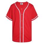 DEHANER Red Baseball Jersey for Men Women Boyfriend Girlfriend Hip Hop Button Down Up T-Shirts Outfits White Stripe-Red Jersey Size Small