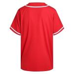 DEHANER Red Baseball Jersey for Men Women Boyfriend Girlfriend Hip Hop Button Down Up T-Shirts Outfits White Stripe-Red Jersey Size Small