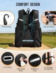 Celvetch Baseball Backpack for Adult Large Capacity Softball Bat Bag with Shoe Compartment & Wet Pocket Baseball Bag with Fence Hook for 4 Bats & Equipment Sports Gym Backpack - Black