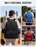 Celvetch Baseball Backpack for Adult Large Capacity Softball Bat Bag with Shoe Compartment & Wet Pocket Baseball Bag with Fence Hook for 4 Bats & Equipment Sports Gym Backpack - Black