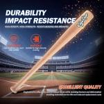 Vigitspo Professional Wood Baseball Bat 21-34 Inch，High-Density Maplewood for High Impact Resistance & Durability, Perfect for Baseball Training & Games(Brown, 30, Inches, -3)