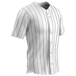 Champro Ace Polyester Button Front Baseball Jersey, Adult Medium, White, Black Pin