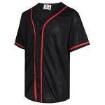 Pullonsy Black Blank Baseball Jersey for Men Women Adult 80s 90s 00s 10s Hip Hop Hipster Button Down T-Shirts Red Stripe-Black Jersey,Men Size Small