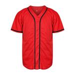 Blank Plain Hip Hop Hipster Baseball Jersey Button Down Shirts Sports Uniforms Men Women Jersey (Red, XX-Large)