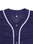 Rioofinx Mens Baseball Jersey Plain Button Down Short Sleeve Sports Uniforms Hipster Hip Hop Jersey(darkblue whiteribbon-XL)