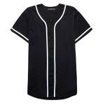 EALER BJ80 Series Mens Baseball Jersey Button Down Shirts Short Sleeve Hipster Hip Hop Sports Uniforms Black