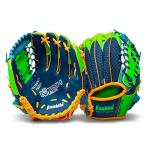 Franklin Sports Teeball Recreational Series Fielding Left Hand Glove with Baseball, 9.5-Inch, Royal/Lime/Orange