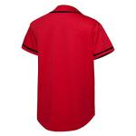 EALER BJ80 Series Mens Baseball Jersey Button Down Shirts Short Sleeve Hipster Hip Hop Sports Uniforms Red
