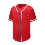 PSOOO Mens Baseball Jersey Button Down Shirts Short Sleeve Hipster Hip Hop Sports Uniforms Red