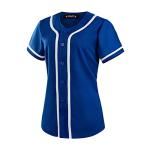 EALER BJW80 Womens Button Down Baseball Jersey, Blank Softball Team Uniform, Hip Hop Hipster Plain Tshirts Short Sleeve Active Tee Shirts Blue