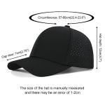 VOBOOM Men Quick Dry Baseball Cap Laser Cut Mesh Ball Curved Brim Snapback Hat (Black)