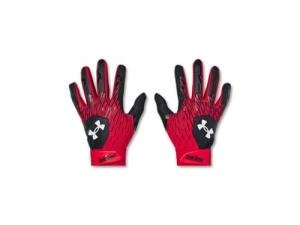 Under Armour Boys Youth Clean Up Baseball Gloves, (001) Black/Red/White, Large