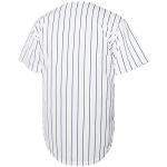Blank Baseball Button Down Jersey Plain Short Sleeve Hipster Hip Hop T Shirts Jersey (Large, White-Stripe)