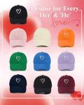 Zando 2026 Trendy Unisex Valentines Baseball Caps Embroidered Heart Hats for Women Preppy Dad Mom Adjustable White Ball Cap Plain Cotton Trucker Hat for Workout Running Golf Tennies Travel One Size